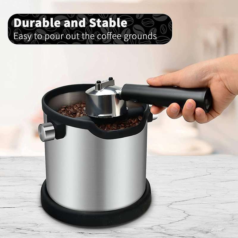 Espresso Knock Box Shock-Absorbing and Durable Barista Style Knock Box with Detachable Knock Bar and