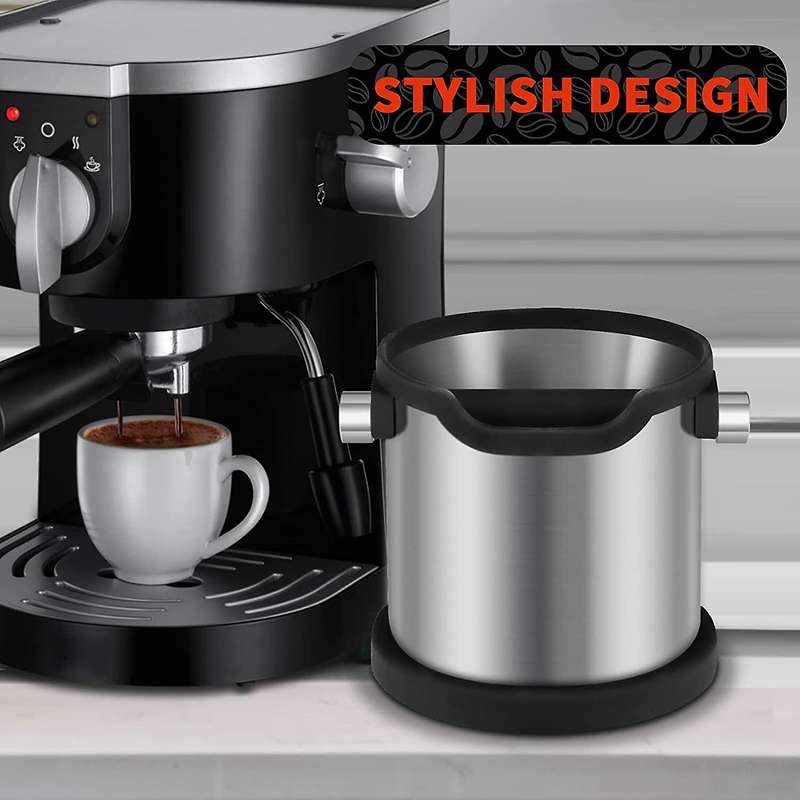 Espresso Knock Box Shock-Absorbing and Durable Barista Style Knock Box with Detachable Knock Bar and
