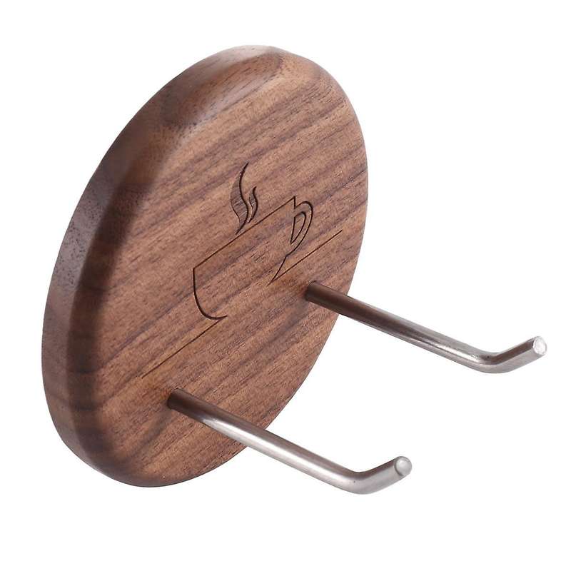 Espresso Portafilter Wall Rack Walnut Hooks with Stainless Steel Hooks Suitable for 51/54/58mm Port