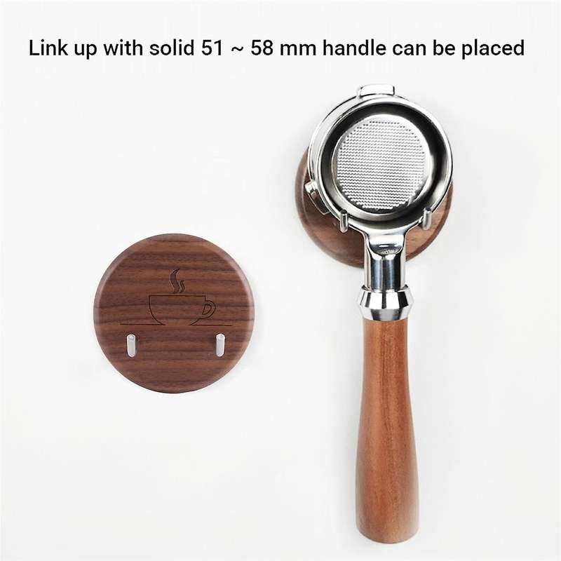 Espresso Portafilter Wall Rack Walnut Hooks with Stainless Steel Hooks Suitable for 51/54/58mm Port