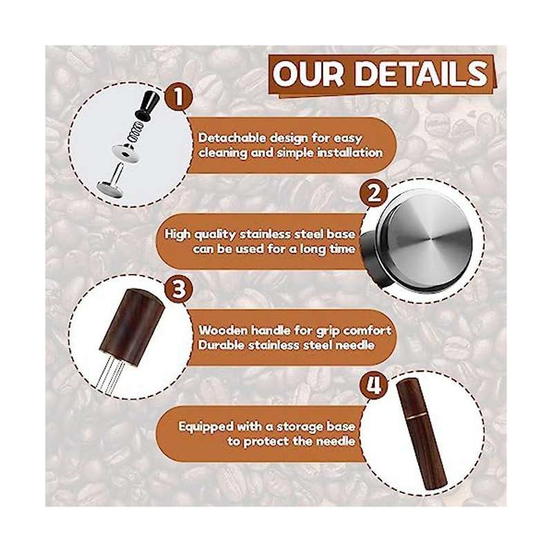 Espresso Tamper 51mm & Espresso Stirrer, Espresso Tamper, Calibrated Spring Loaded Hand Tamper Stain