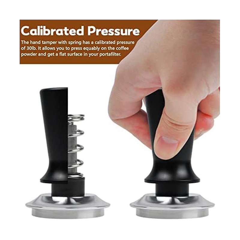 Espresso Tamper 51mm & Espresso Stirrer, Espresso Tamper, Calibrated Spring Loaded Hand Tamper Stain