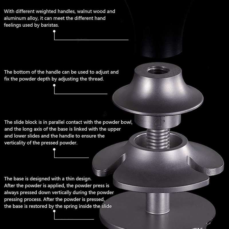 Espresso Tamper 58mm Coffee Tamper Stainless Steel Coffee Tamper Adjustable Pressure Black