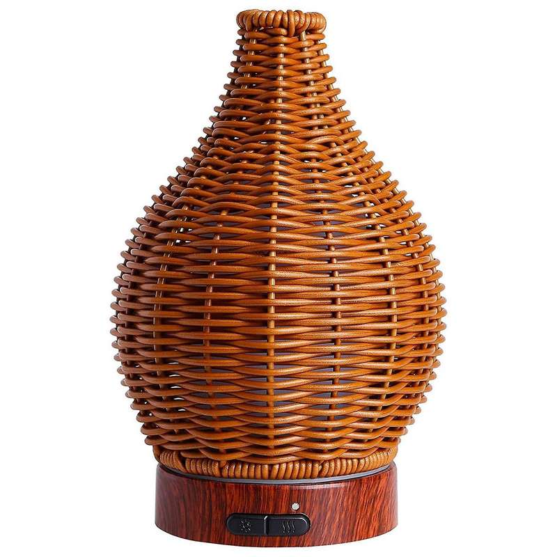 Essential Oil Diffuser, Rattan 100Ml Cool Mist Humidifier,15 Lighting Modes for Room,Office EU Plug