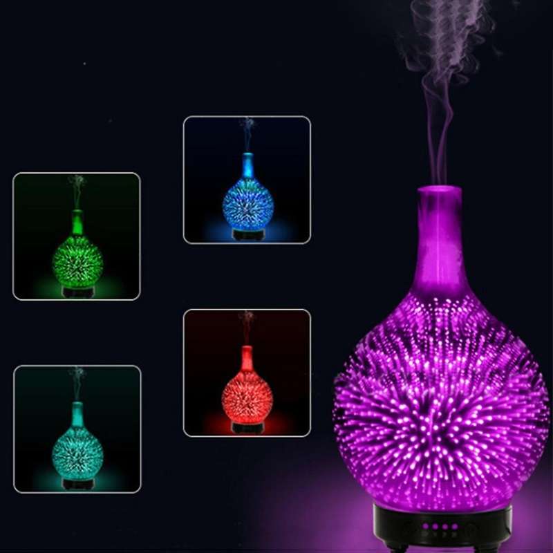 Essential Oil Diffuser,Glass Vase Aromatherapy Essential Oil Diffuser Changing Shut-Off Mist Humidif