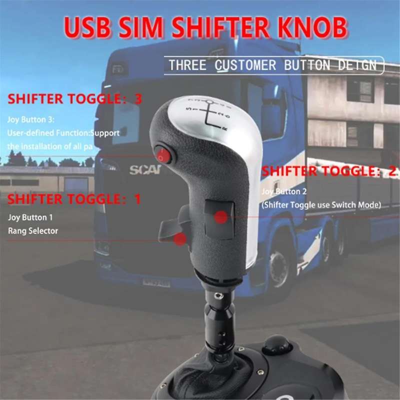 Est2 Shifter Knob Usb Game 18 Gear Shifter Knob 3 Switch Replacement Skrs for G29 G27 G25 Th8a