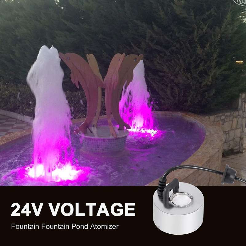 EU Plug 24V Ultrasonic Mist Maker Fogger Water Fountain Pond Rockery Fishtank Vase Birdbath Atomizer