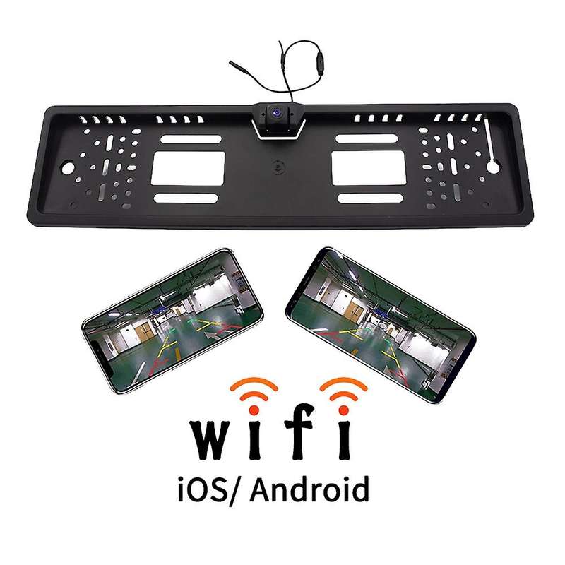EU European Car Wifi License Plate Frame Wireless Rear View Camera Waterproof Reverse Backup Camera