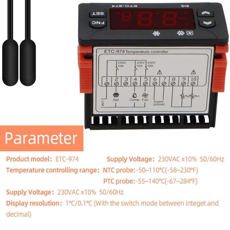 ETC-974 Digital Temperature Controller Microcomputer Thermostats Thermostat Refrigeration Alarm 220
