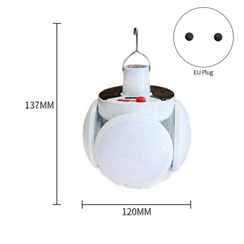 EU Plug Solar Rechargeable Light LED Power Failure Emergency Bulb Light Rechargeable Folding Tent Li