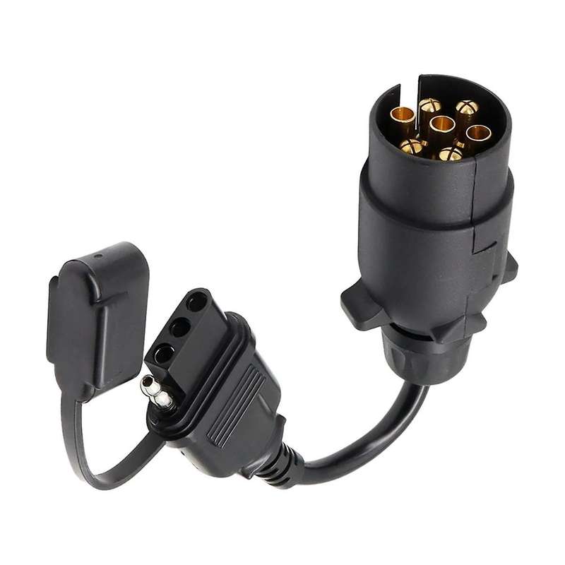 EU to US Trailer Light Converter 7 Pin Round Adapter European Trailer to 4 Pin Flat Socket Vehicle T