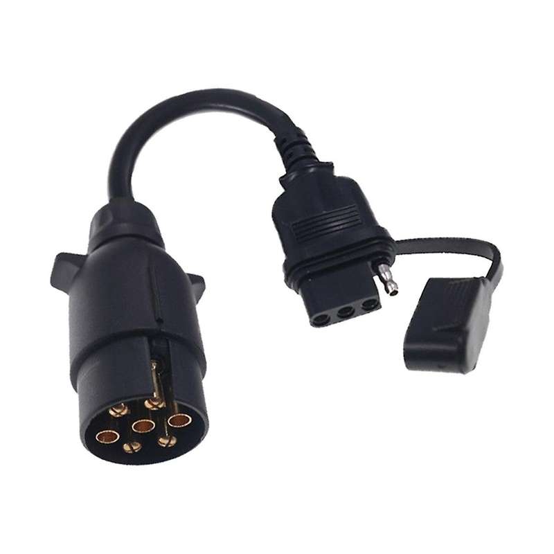 EU to US Trailer Light Converter 7 Pin Round Adapter European Trailer to 4 Pin Flat Socket Vehicle T