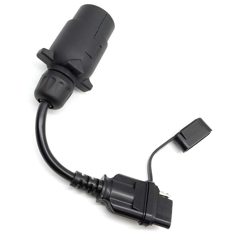EU to US Trailer Light Converter 7 Pin Round Adapter European Trailer to 4 Pin Flat Socket Vehicle T