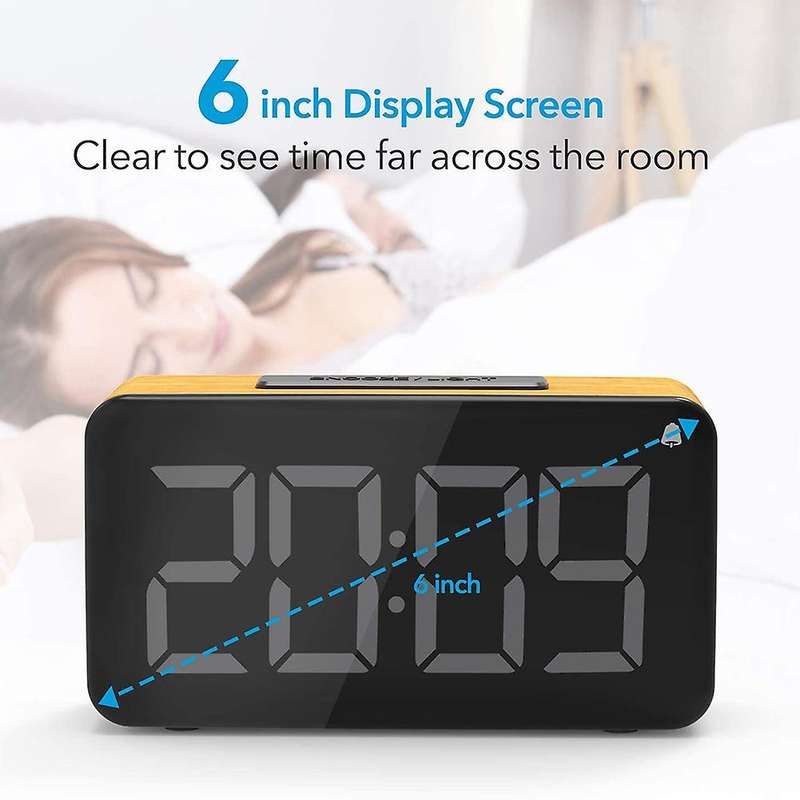 EU Plug Digital Alarm Clock, LED Screen Display,Easy Digital Clock with Adapter, for Bedrooms, Offic
