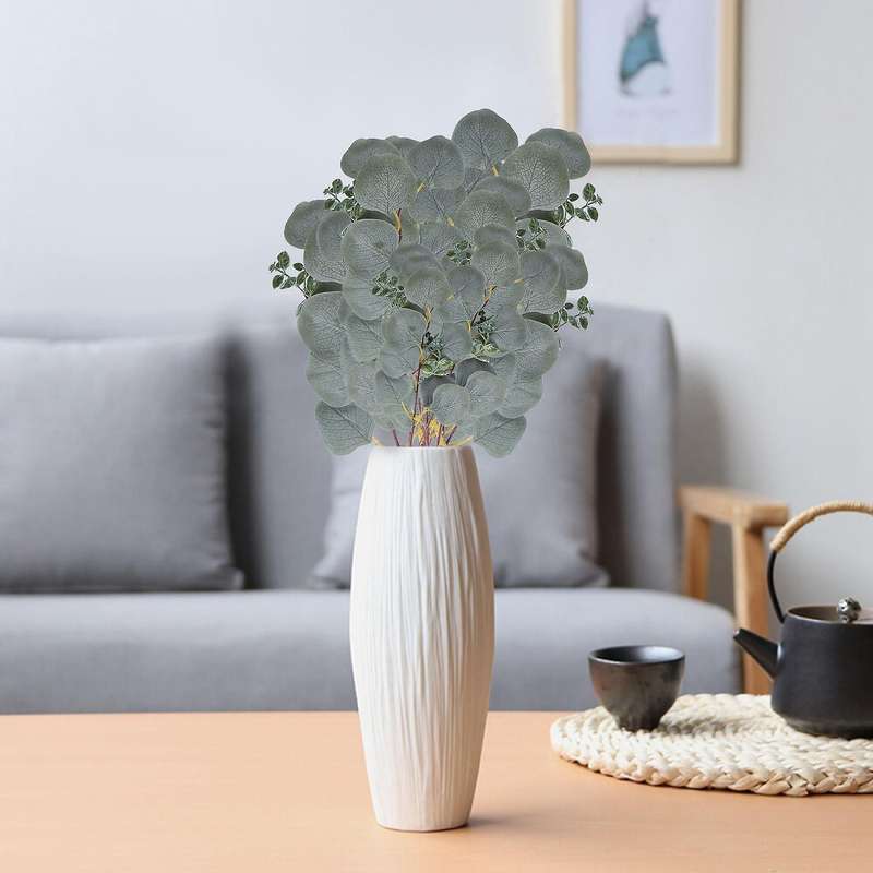 Eucalyptus Leaves Stem Artificial Greenery Branches 10pcs Silk Flowers Garland for Farmhouse Weddi