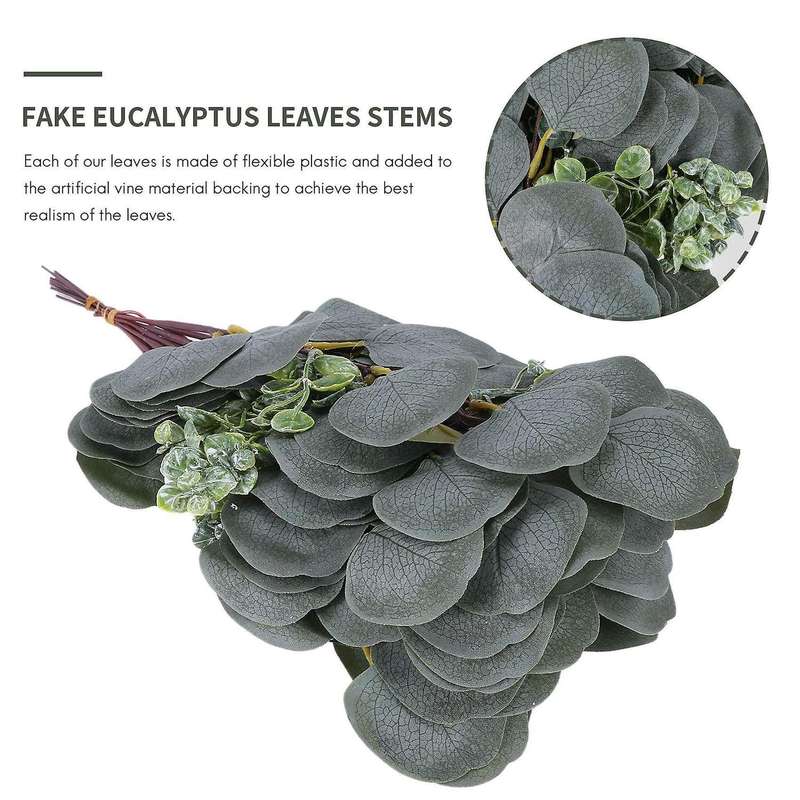 Eucalyptus Leaves Stem Artificial Greenery Branches 10pcs Silk Flowers Garland for Farmhouse Weddi