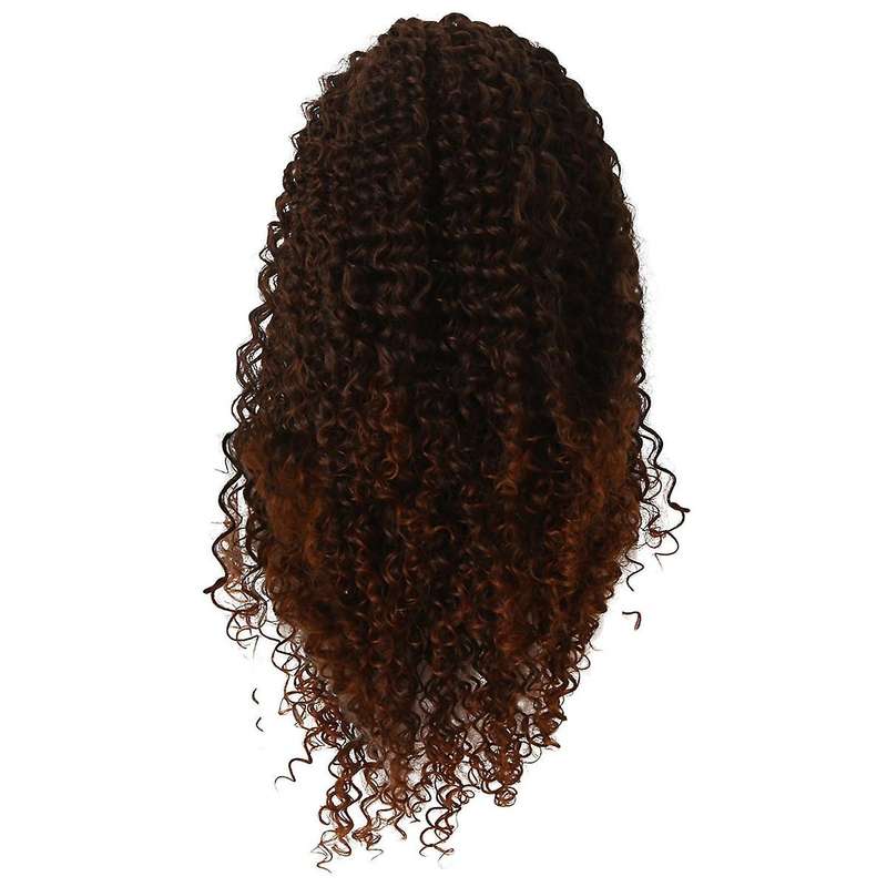 European and American Women 16Inch Curly Hair Chemical Fiber Small Area Hand-Woven Wig Brown Women'