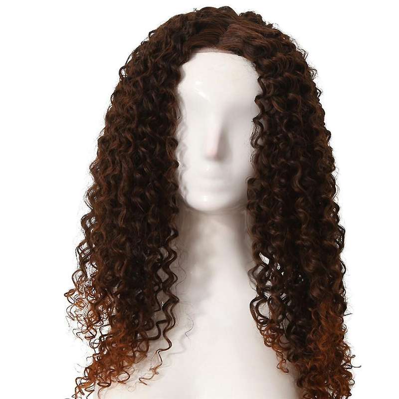 European and American Women 16Inch Curly Hair Chemical Fiber Small Area Hand-Woven Wig Brown Women'