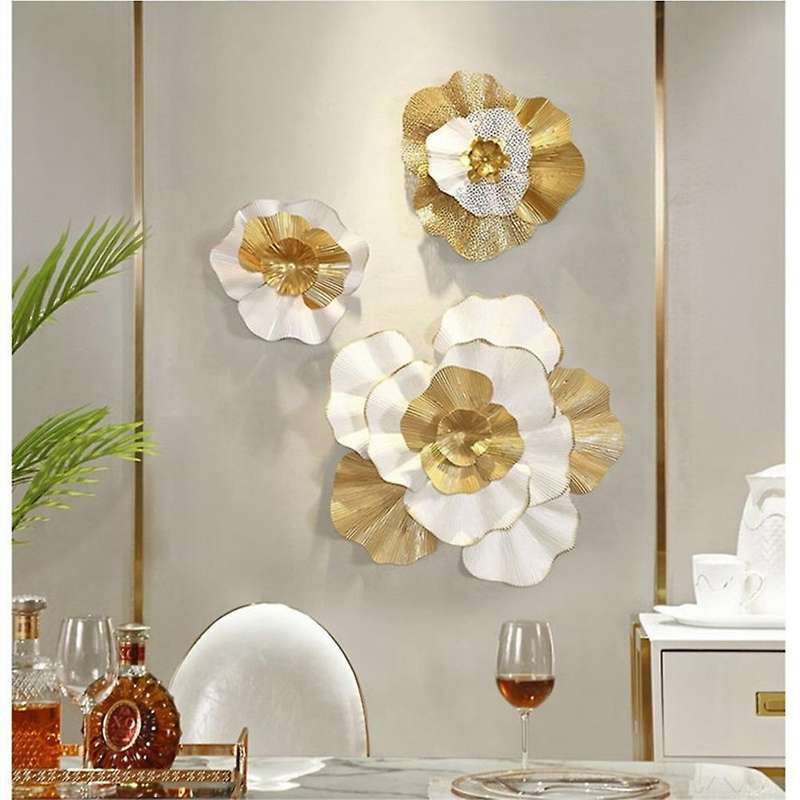 European Hollow Flower Wall Decoration 3D Stereo Wrought Iron Hanging Home Sofa Background Sticker M