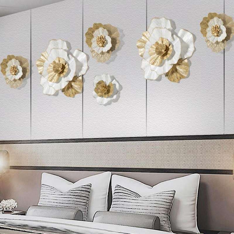 European Hollow Flower Wall Decoration 3D Stereo Wrought Iron Hanging Home Sofa Background Sticker M