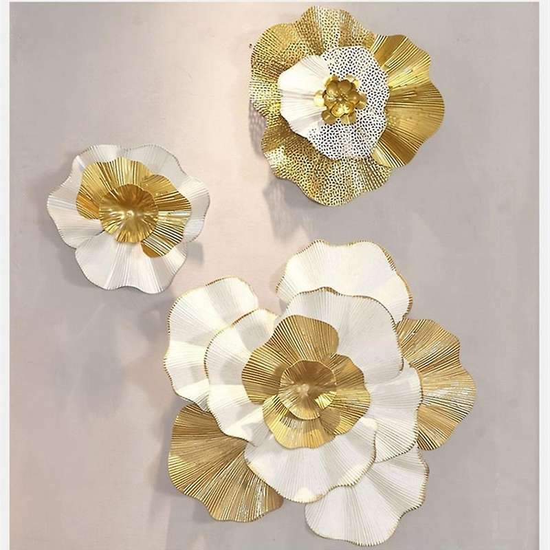 European Hollow Flower Wall Decoration 3D Stereo Wrought Iron Hanging Home Sofa Background Sticker M