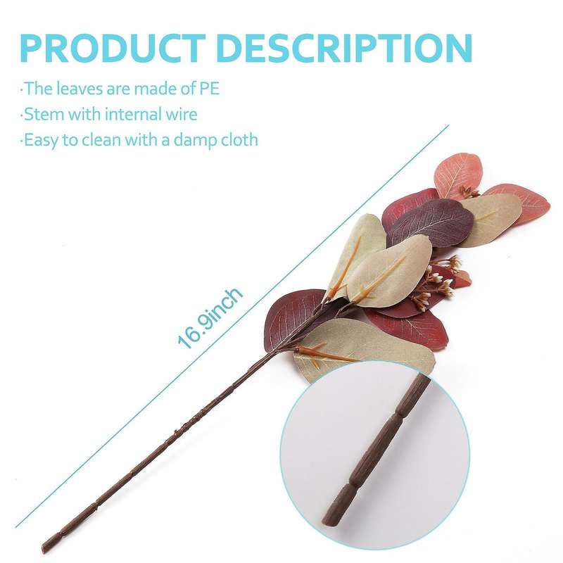 Eucalyptus Stems 8pcs Silk Seeded Greenery Leaves Real Contact Leaf Eucalyptus Branches Sprigs Gray