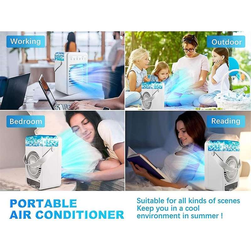 Evaporative Air Cooler Humidifier 7 Colors Light Personal Air Conditioner Fan for Room Office