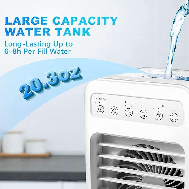 Evaporative Air Cooler Humidifier 7 Colors Light Personal Air Conditioner Fan for Room Office