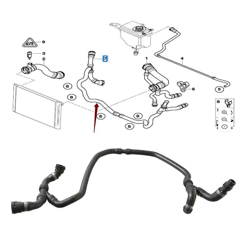 Expansion Tank Radiator Coolant Hose for 5 6 Series E60 E63 525i 530i 630i Water Tank Radiator Hose