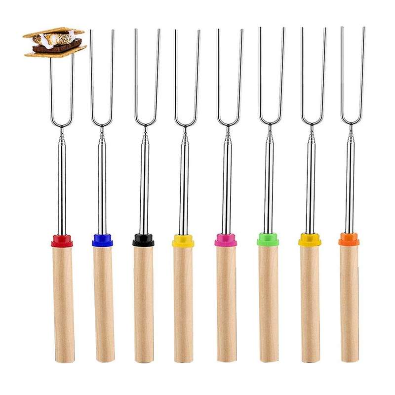 Extendable Marshmallow Roasting Sticks Set, Pack Of 8, Premium Food Grade Stainless Steel Barbecue