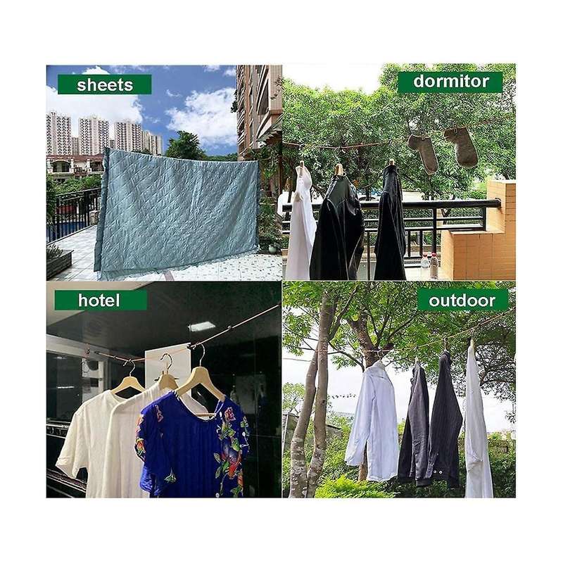 Extendable Clothes Line, 8 M Retractable Clothes Line, Dryer, with 10 Fixed Buckles and 20 Clothes