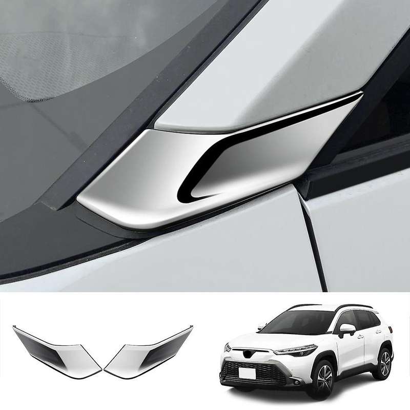 Exterior Chrome Silver a Pillar Front Side Window Panel Cover Trim Garnish for Corolla Cross 2021 2