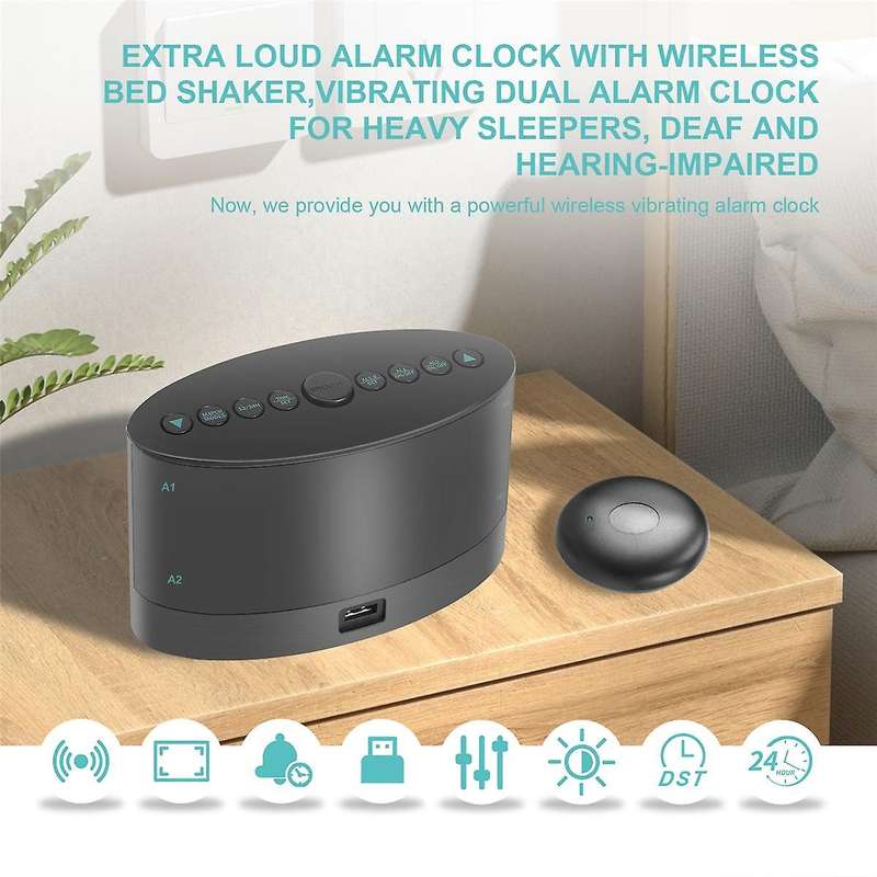 Extra Loud Alarm Clock with Wireless Bed Shaker,vibrating Dual Alarm Clock for Heavy Sleepers, Deaf