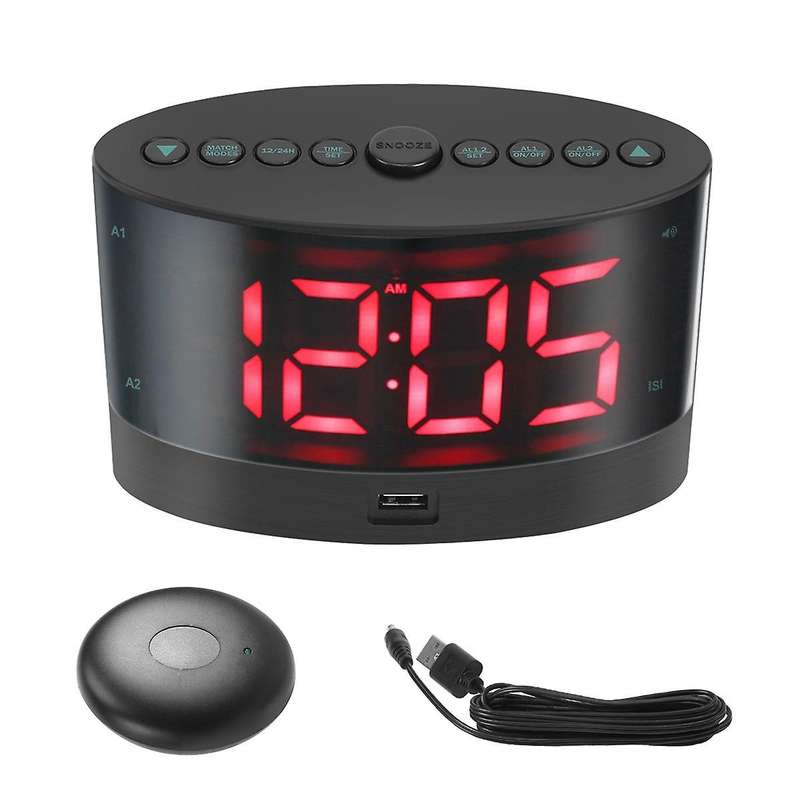 Extra Loud Alarm Clock with Wireless Bed Shaker,vibrating Dual Alarm Clock for Heavy Sleepers, Deaf