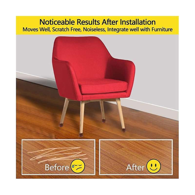 Extra Small Silicone Chair Leg Floor Protectors, Dark Brown Chair Leg Caps W/wrapped Felt, Dark Sil