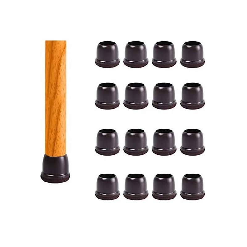 Extra Small Silicone Chair Leg Floor Protectors, Dark Brown Chair Leg Caps W/wrapped Felt, Dark Sil