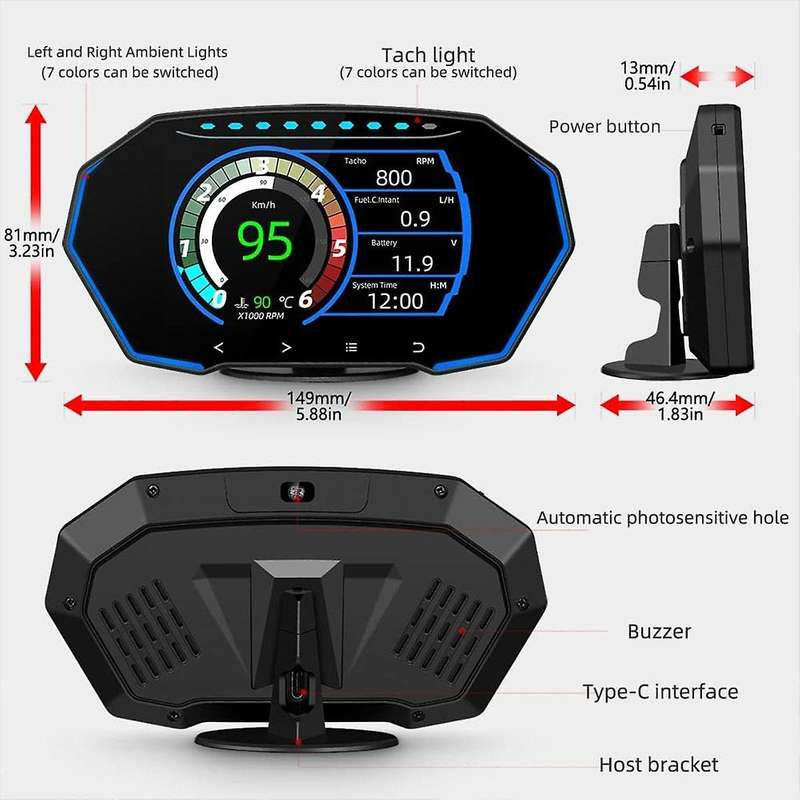 F11 Heads Up Display Gps Obd Hud Digital Speedometer Car Display