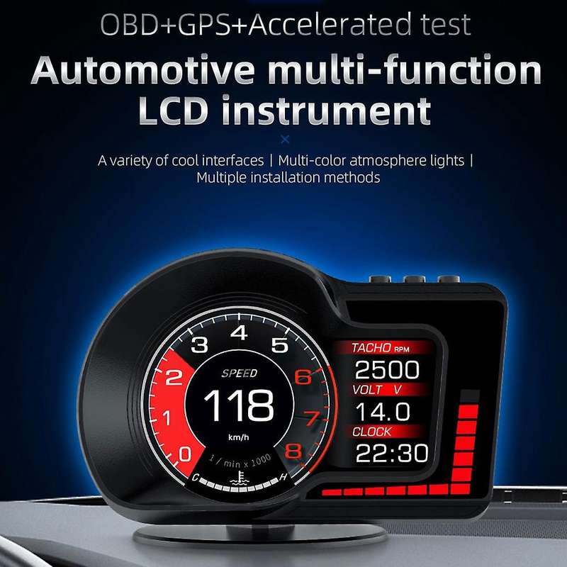 F15 Car Hud Heads Up Flat Screen Display Car Obd Lcd Inspection Dashboard Speedometer Display