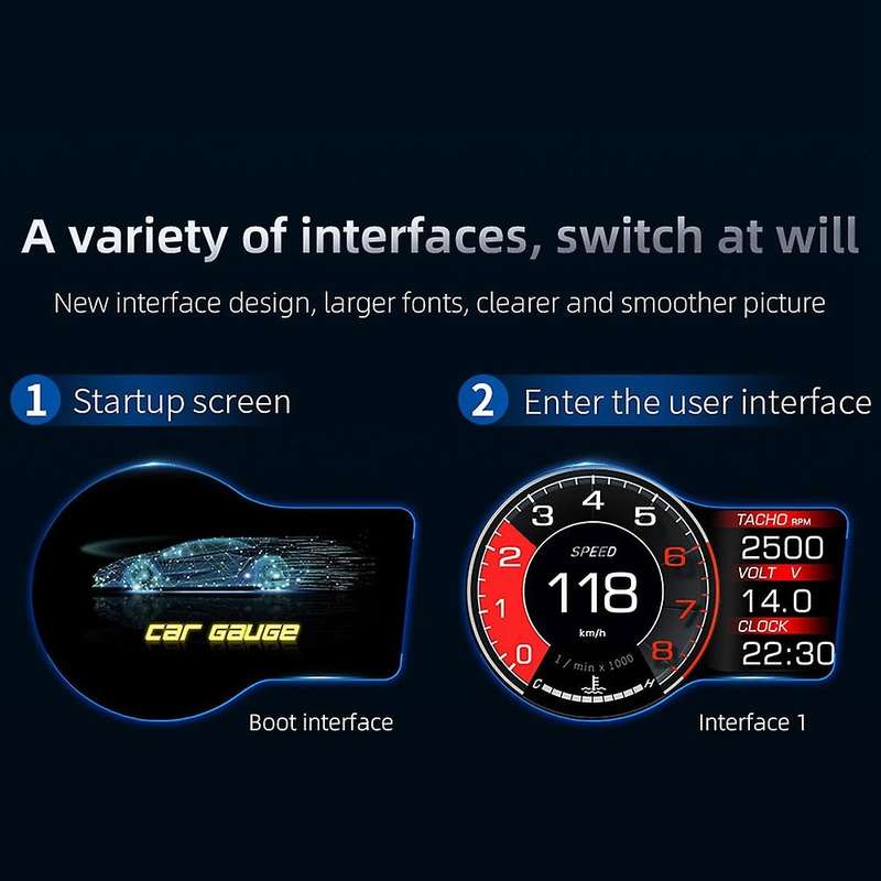 F15 Car Hud Heads Up Flat Screen Display Car Obd Lcd Inspection Dashboard Speedometer Display