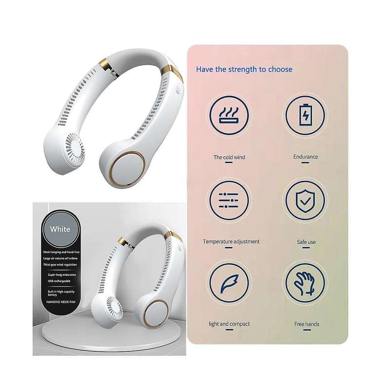 F16 Usb Neck Hanging Fan Mini Portable 4000mah Battery Outdoor Sports Charging Neck Hanging Fan