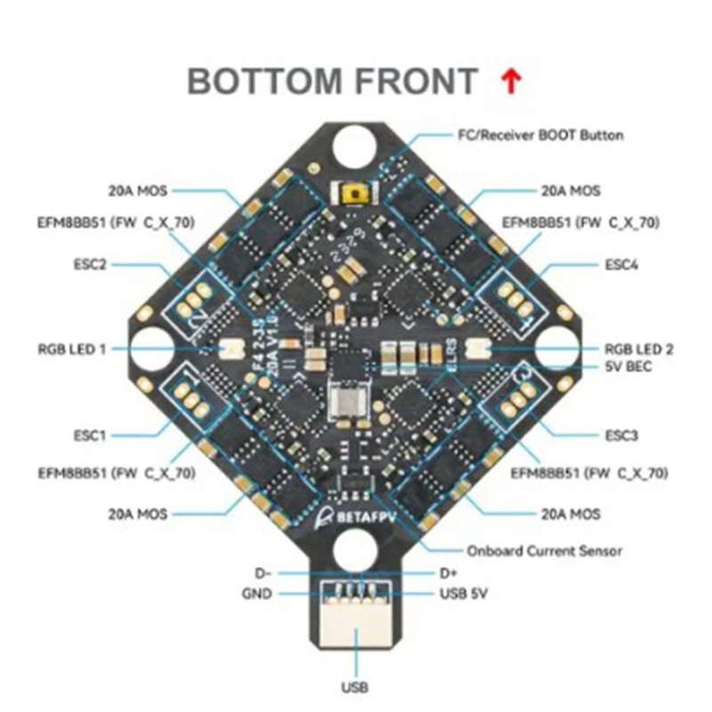 F4 2-3s 20a Aio Flight Controller V1 for Pavo Pico Brushless Bwhoop Quadcopter Hx115 Se Toothpick D