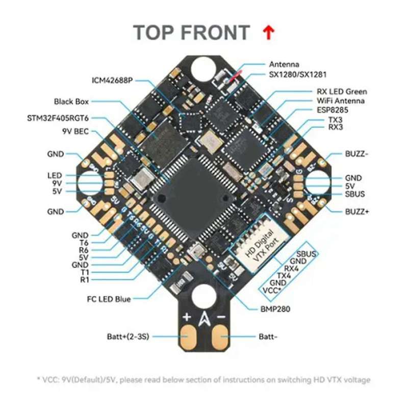 F4 2-3s 20a Aio Flight Controller V1 for Pavo Pico Brushless Bwhoop Quadcopter Hx115 Se Toothpick D