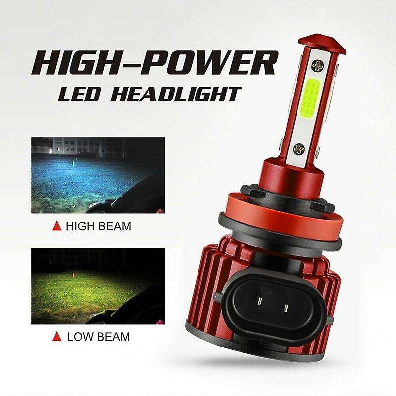 F8 4-Sides Glow LED Car Headlight Automobile LED Lamp Upgrade Section Universal Car Headlight Red H8