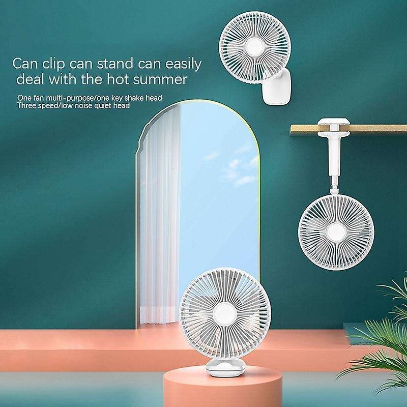 F8 Multi-Function Clip Fan Portable Retractable Mini Electric Fan Desktop Office USB Fan Can Shake H