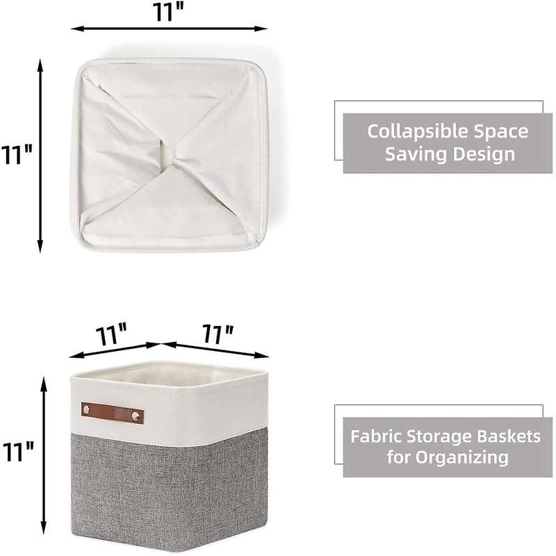 Fabric Square Storage Baskets Bins Square Baskets 11 inchX11inch Set of 4 Foldable Storage Square Bi