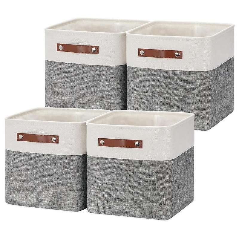 Fabric Square Storage Baskets Bins Square Baskets 11 inchX11inch Set of 4 Foldable Storage Square Bi