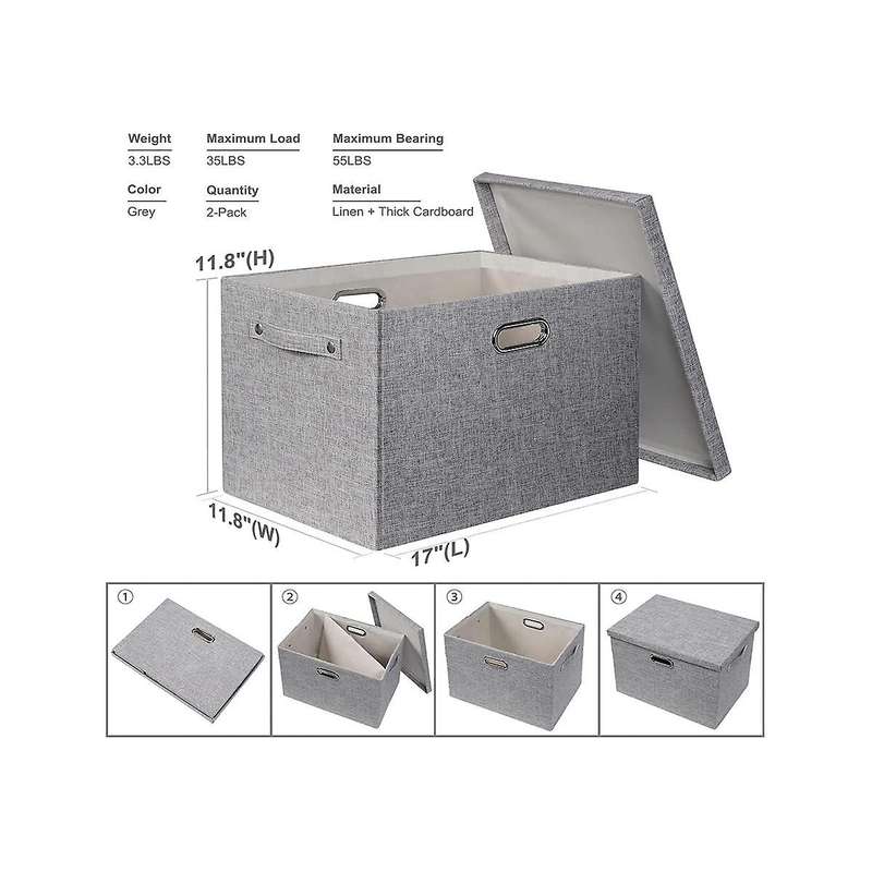 Fabric Storage Bins with Lids - Thick Foldable Closet Storage Bins for Clothes Decorative Storage