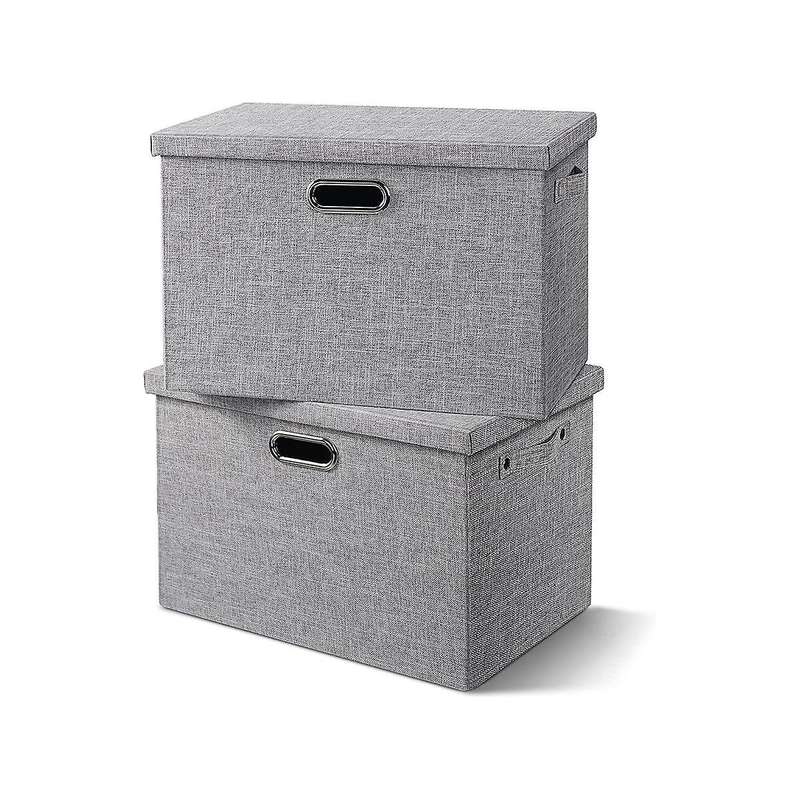 Fabric Storage Bins with Lids - Thick Foldable Closet Storage Bins for Clothes Decorative Storage