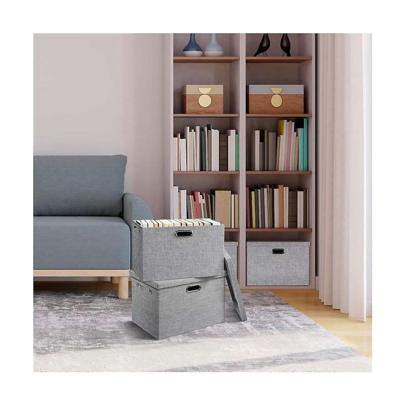 Fabric Storage Bins with Lids - Thick Foldable Closet Storage Bins for Clothes Decorative Storage