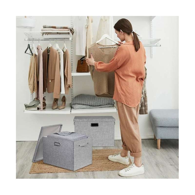 Fabric Storage Bins with Lids - Thick Foldable Closet Storage Bins for Clothes Decorative Storage